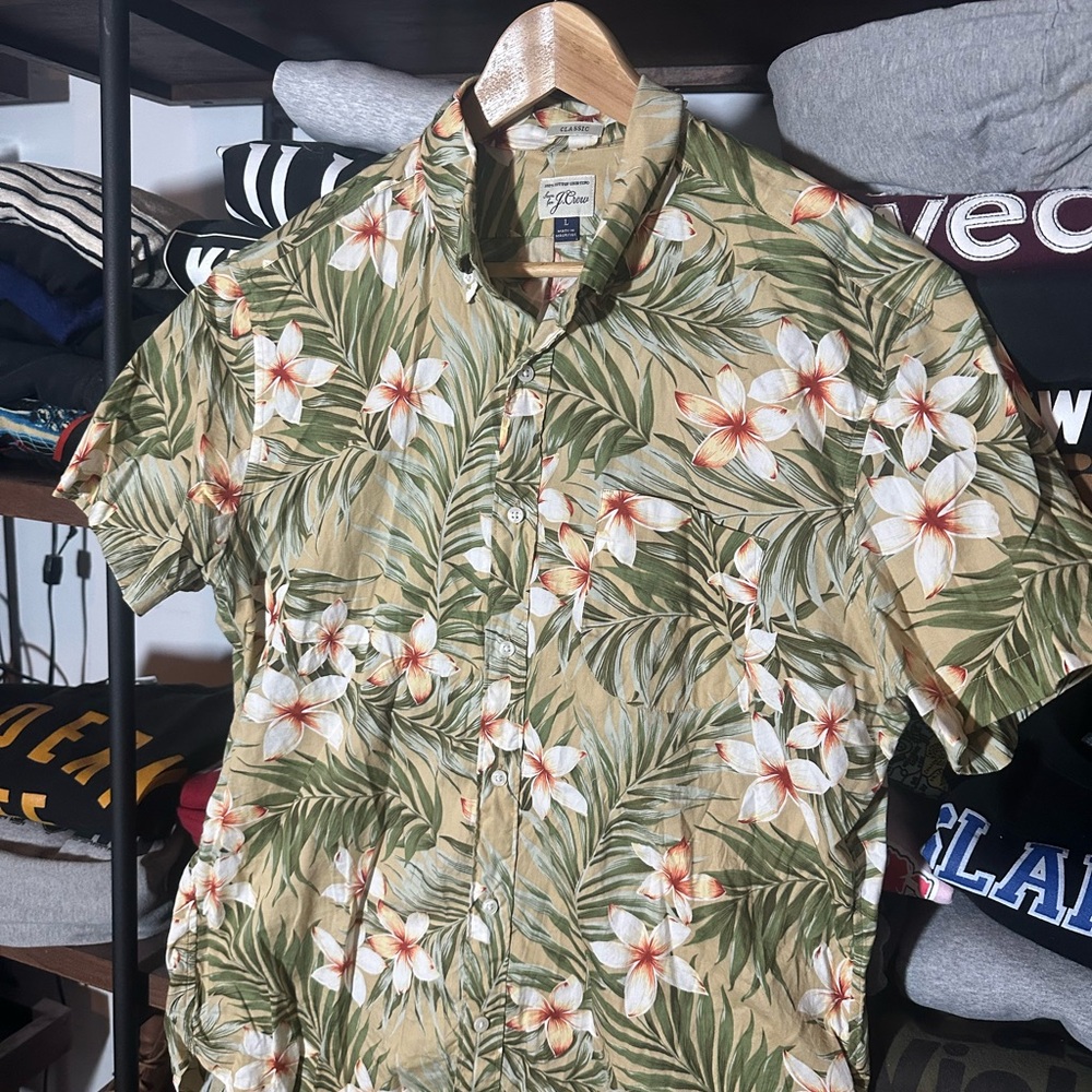 J. Crew Green Floral Men's Casual Shirt